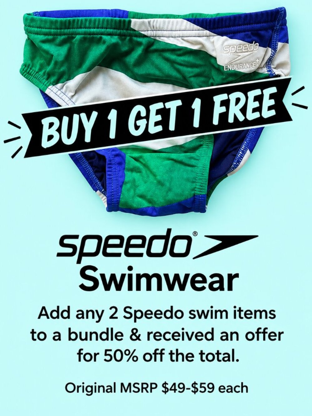 Speedo Youth Boys ML 26 Swimwear Brief Glimmer Endurance+ Compete Blue Green New